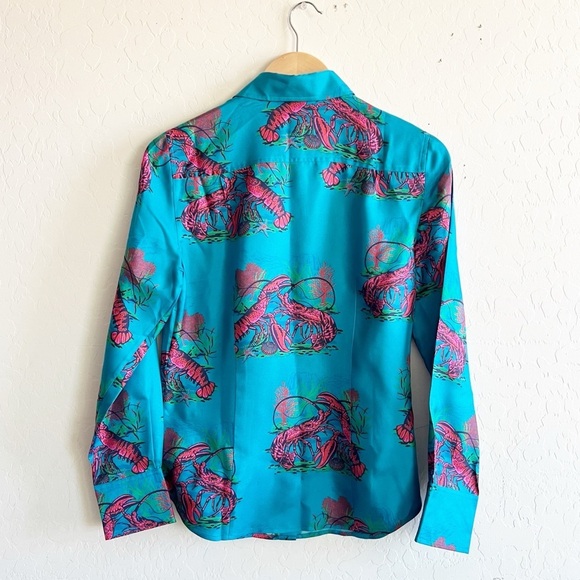 J. Crew Collection Silk Twill Shirt In Lobster Print - Picture 3 of 8